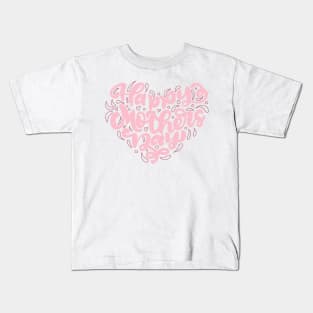 Happy Mother's Day Pink Heart Kids T-Shirt